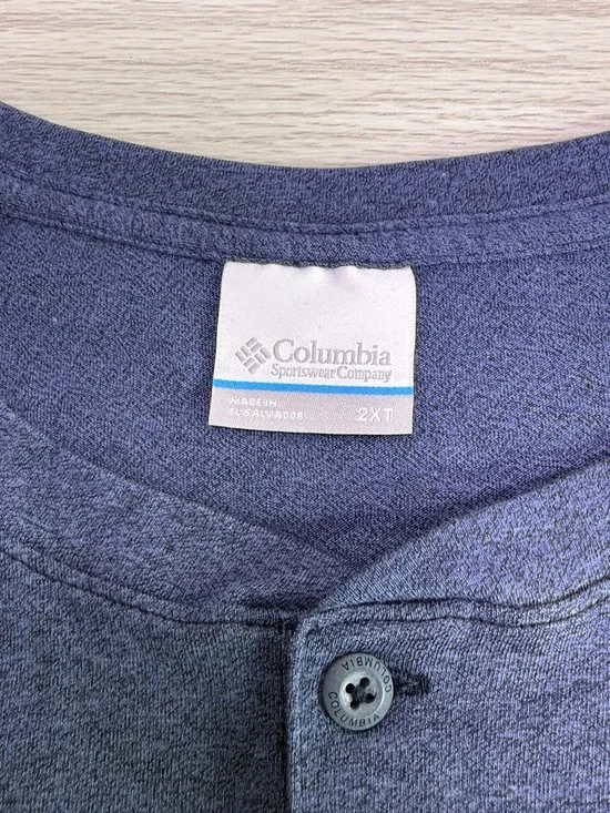 Columbia Men's Slate Blue Long Sleeve Henley - Picture 4 of 9